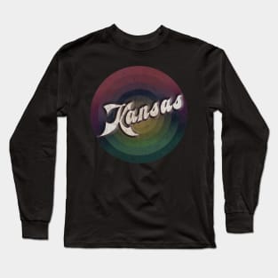 retro vintage circle Kansas Long Sleeve T-Shirt